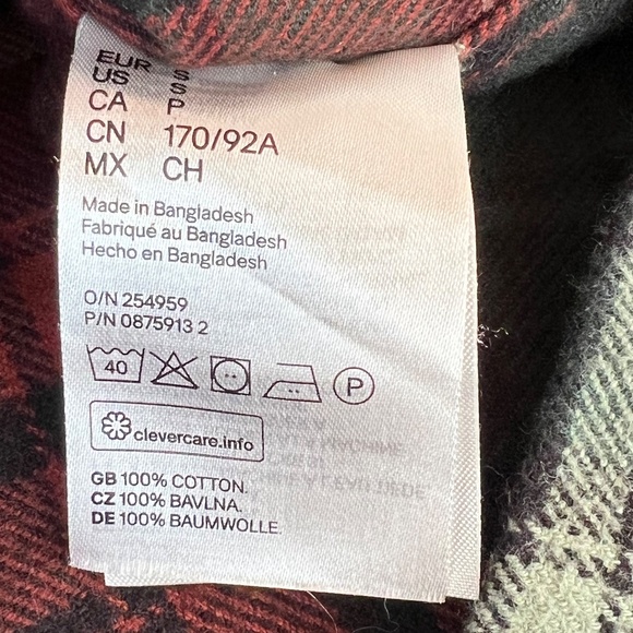 H&M LOGG Mens/Womens Plaid 100% Cotton Flannel Button Down S Outdoor Chores - Picture 8 of 12